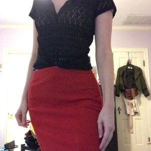 Red mini skirt